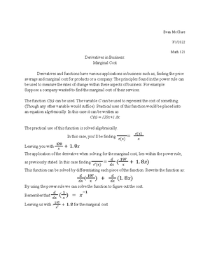 Math121 notes Derivative and Power Rule - Evan McClure 6/29/ Math 121 ...