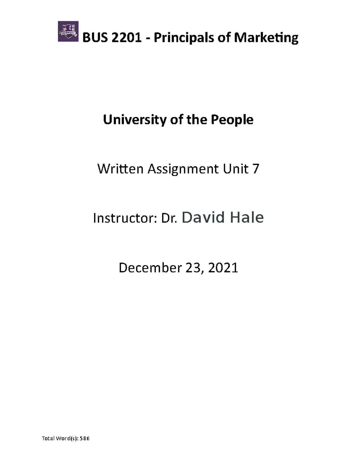 bus 2201 written assignment unit 7