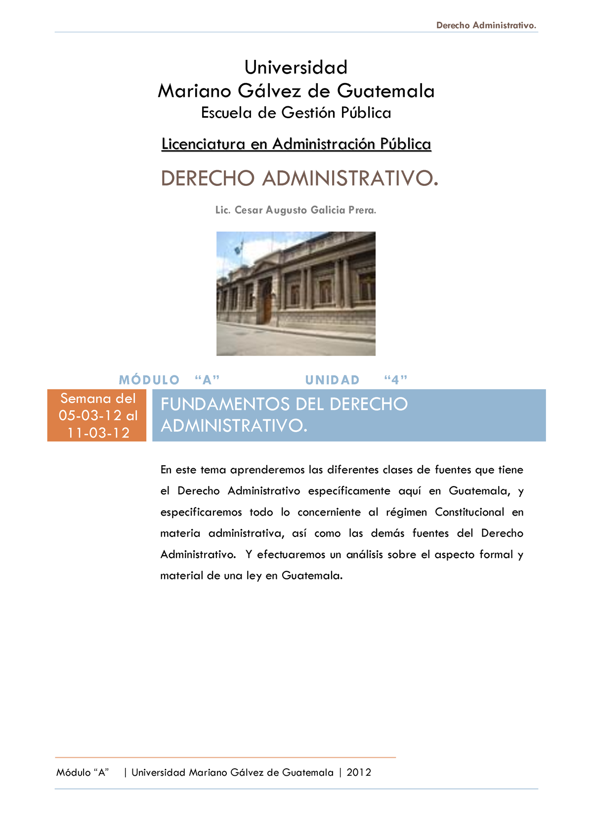 Rev Unidad 4 Mod A Fuentes Del Derecho Administrativo Derecho Administrativo MÛdulo “a