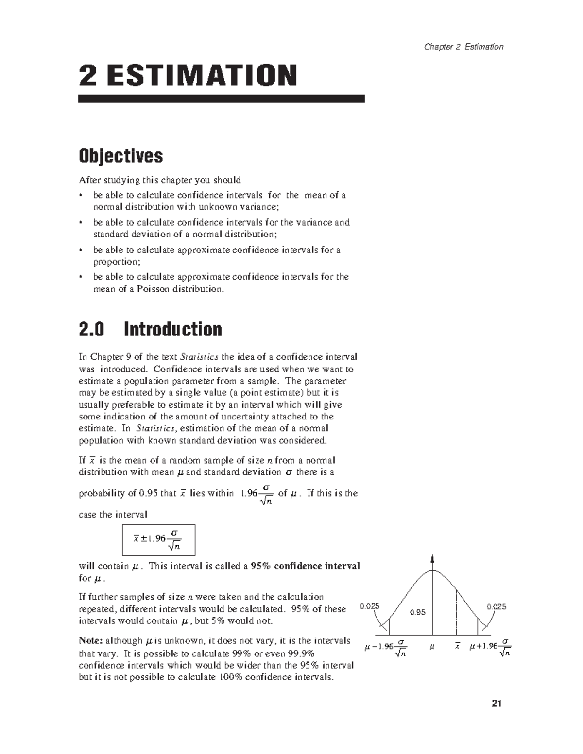 Fstats ch2 - Applied Statistical Analysis - 2 ESTIMATION Objectives ...