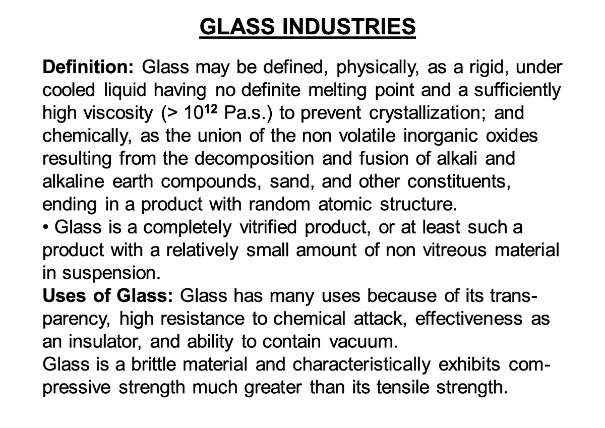 Ct2 - Glass industries, type of glass. - Inorganic Chemical Technology ...