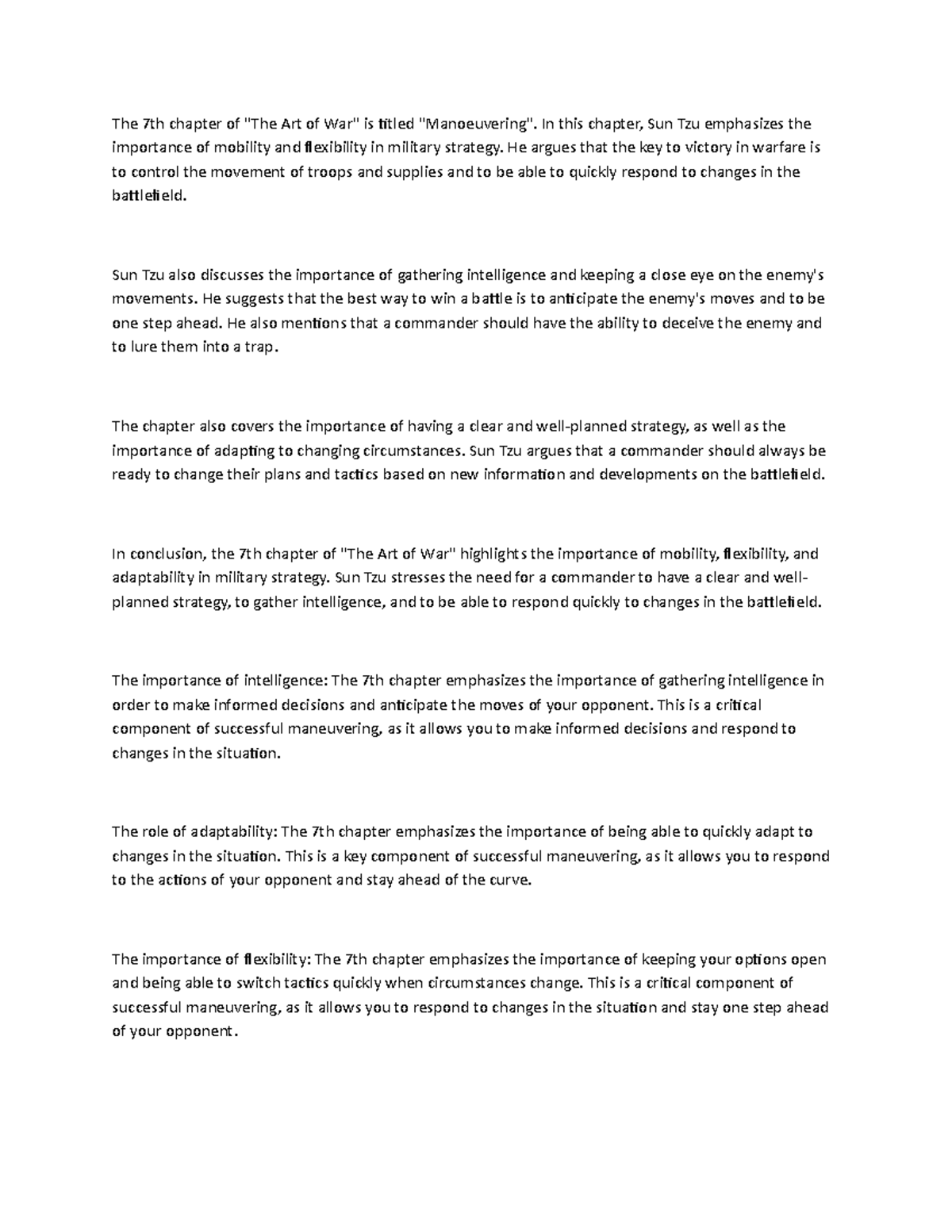 Art of War 7th chapter The 7th chapter of "The Art of War" is titled