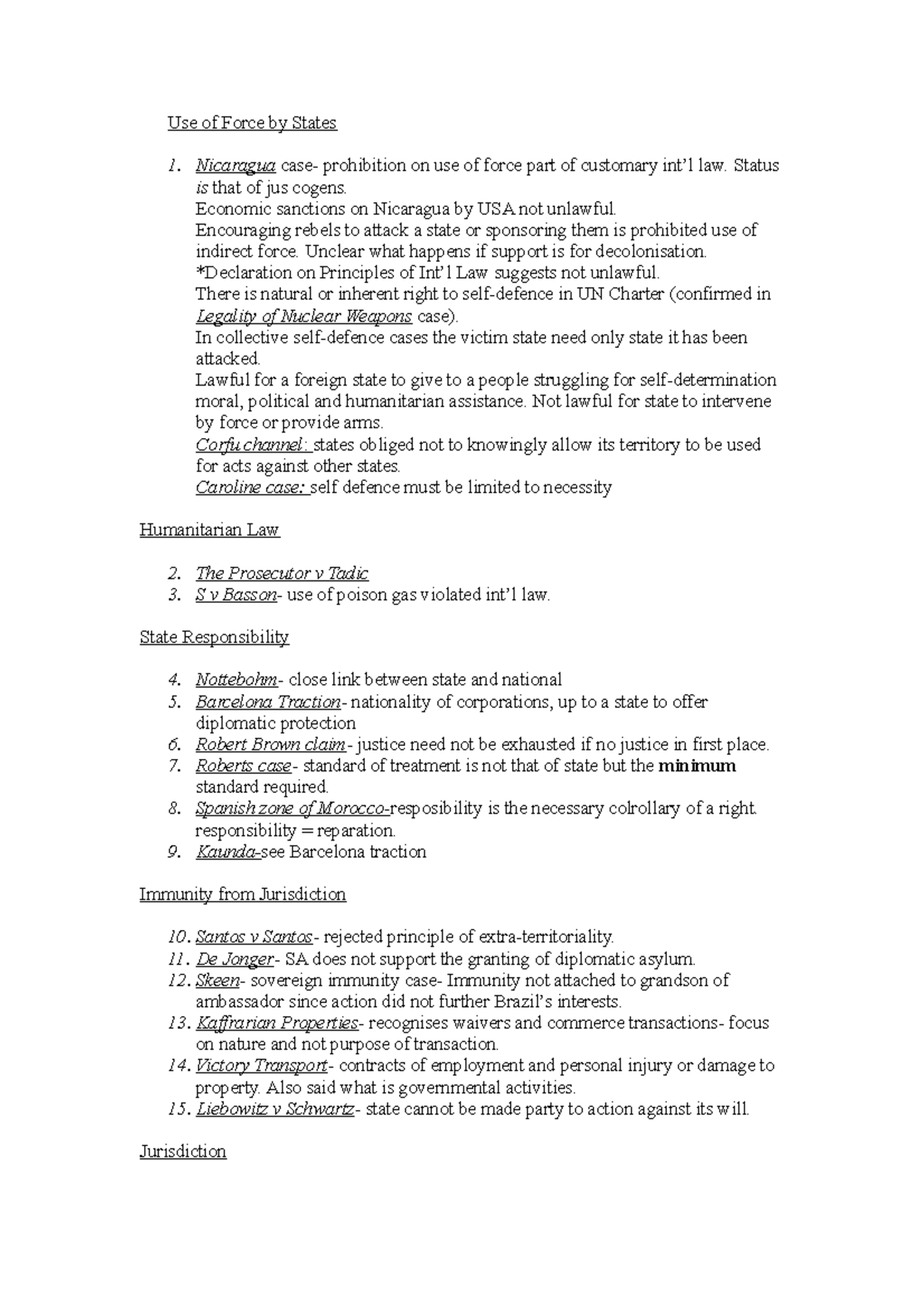 Cases class note (lecture summaries, slide summaries, case law