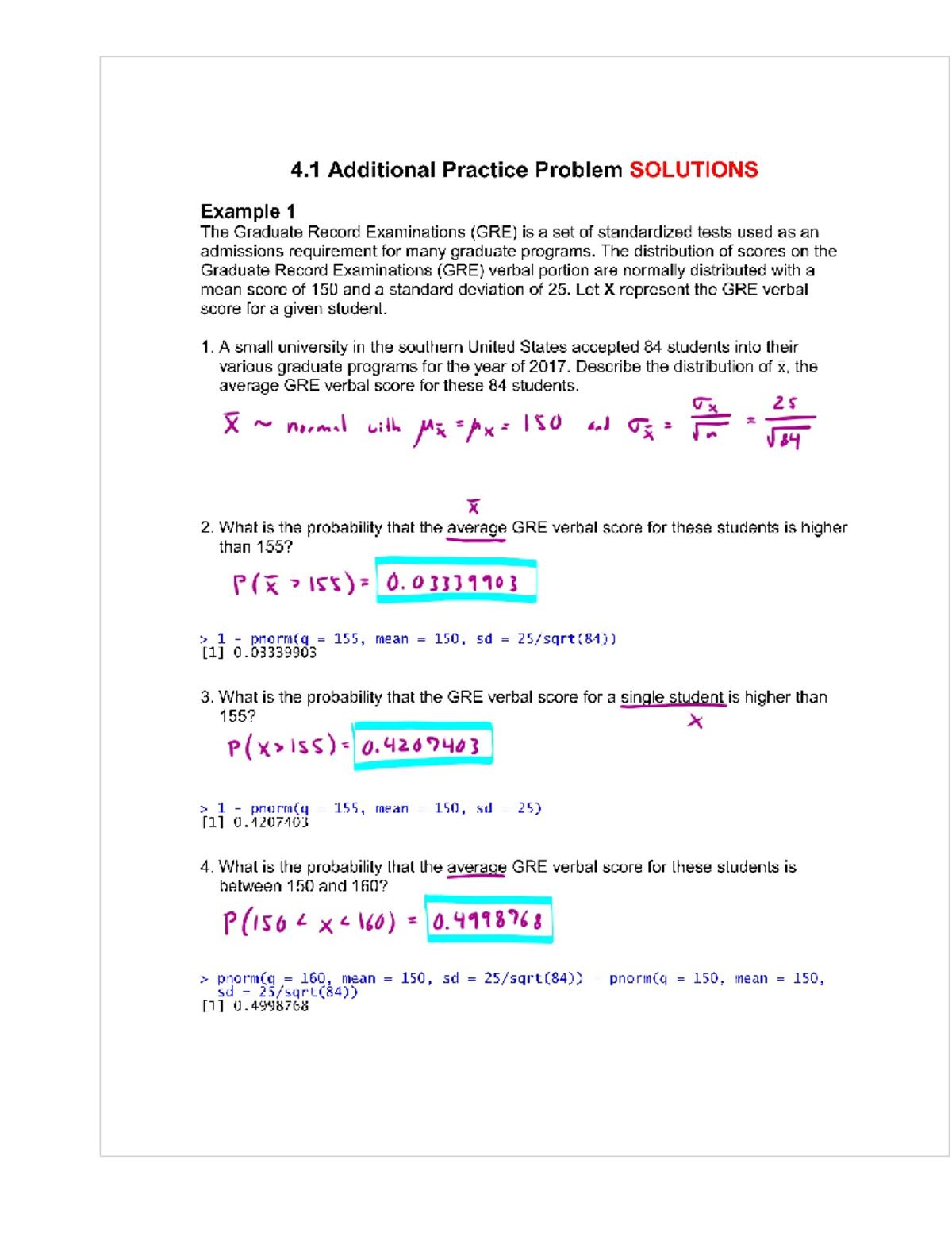 4.1 Additional Practice Problem Solutions - stat 217 - Typos fixed ...