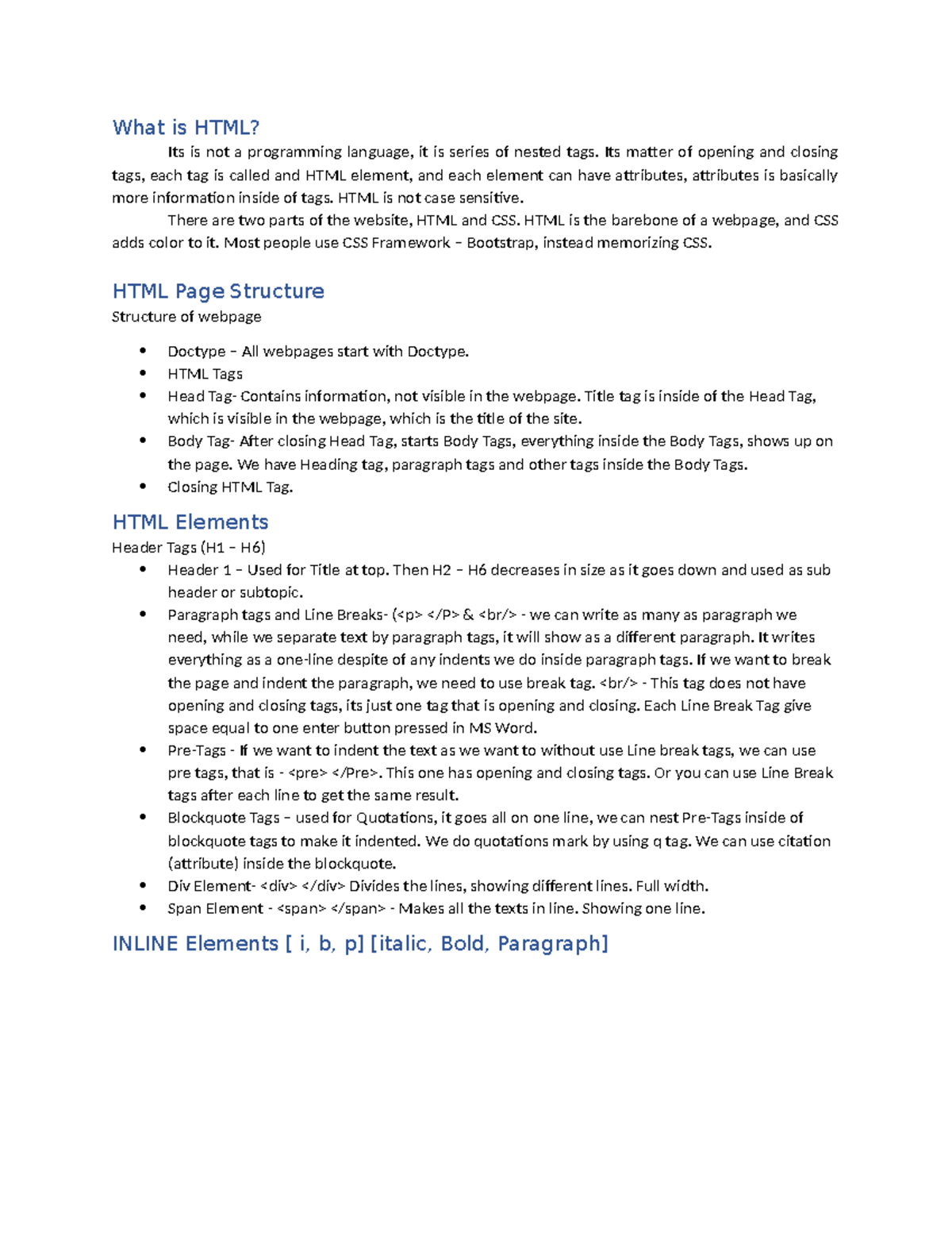 What is HTML - Self note - What is HTML? Its is not a programming ...