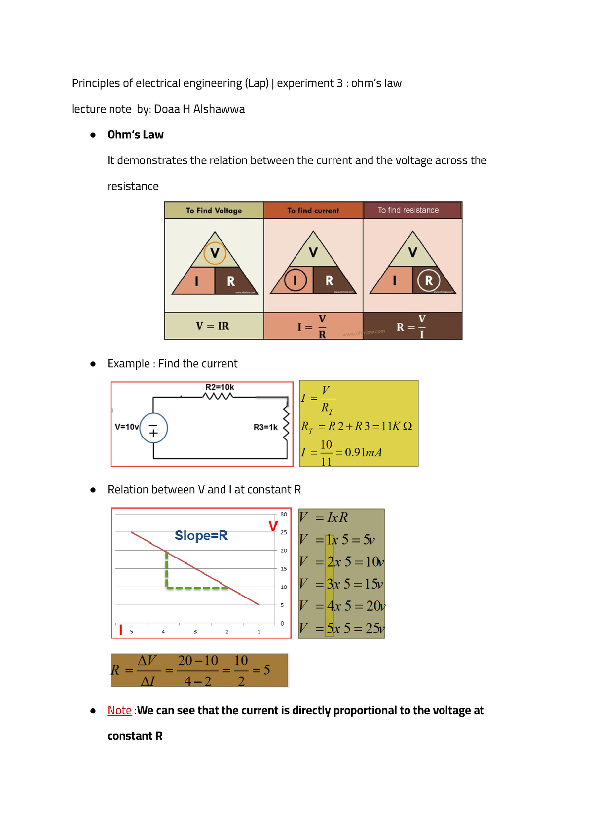 experiment 3 ohm's law