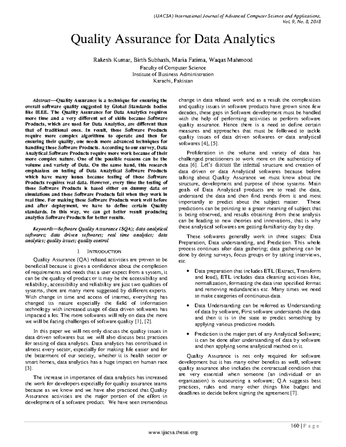 Paper 21-Quality Assurance for Data Analytics - Control de calidad ...