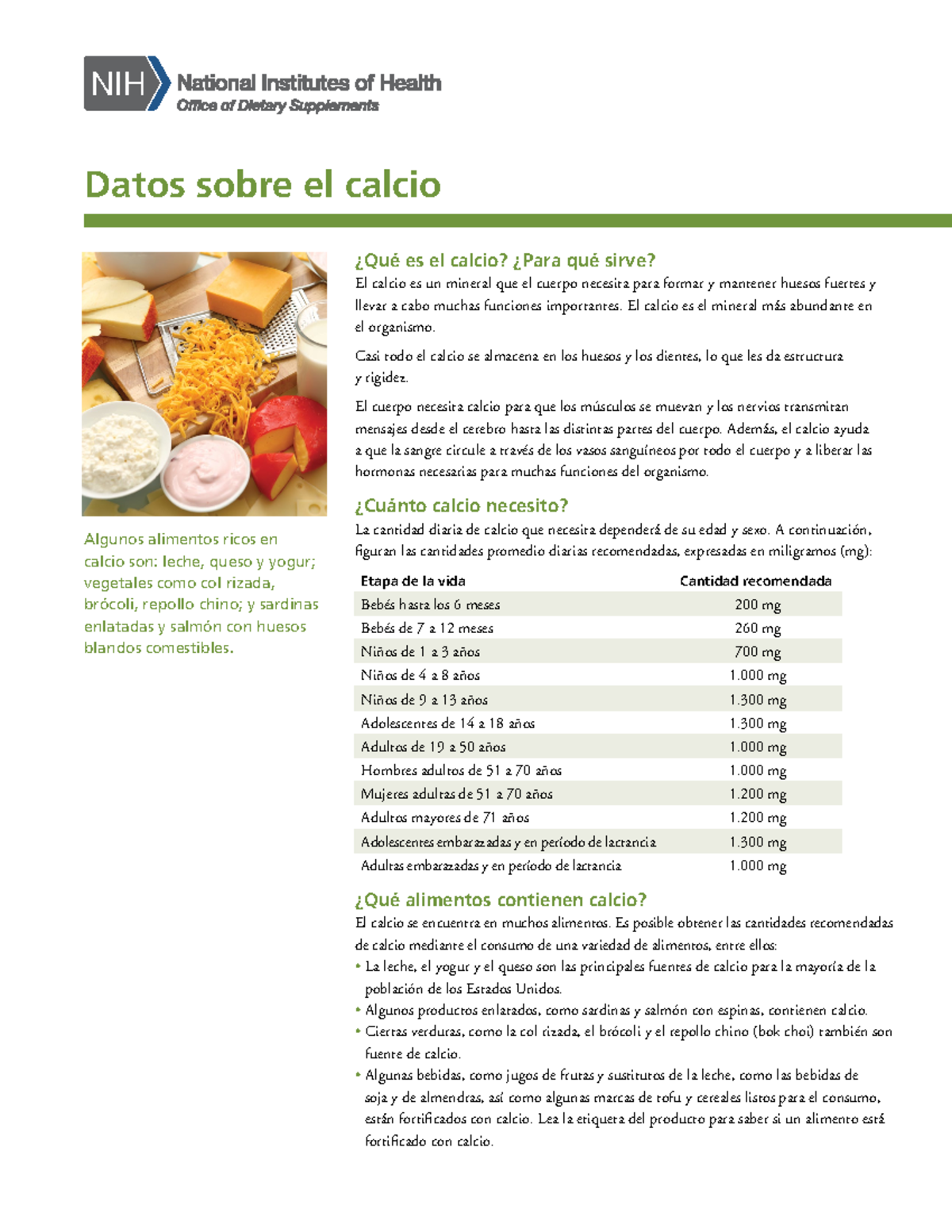 CalciumDatos En Espanol ¿Qué es el calcio? ¿Para qué sirve? El