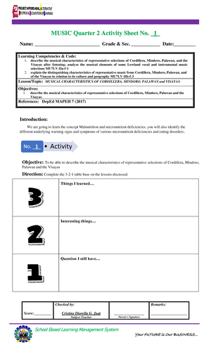 Mapeh Activity Sheets - School Based Learning Management System Your ...