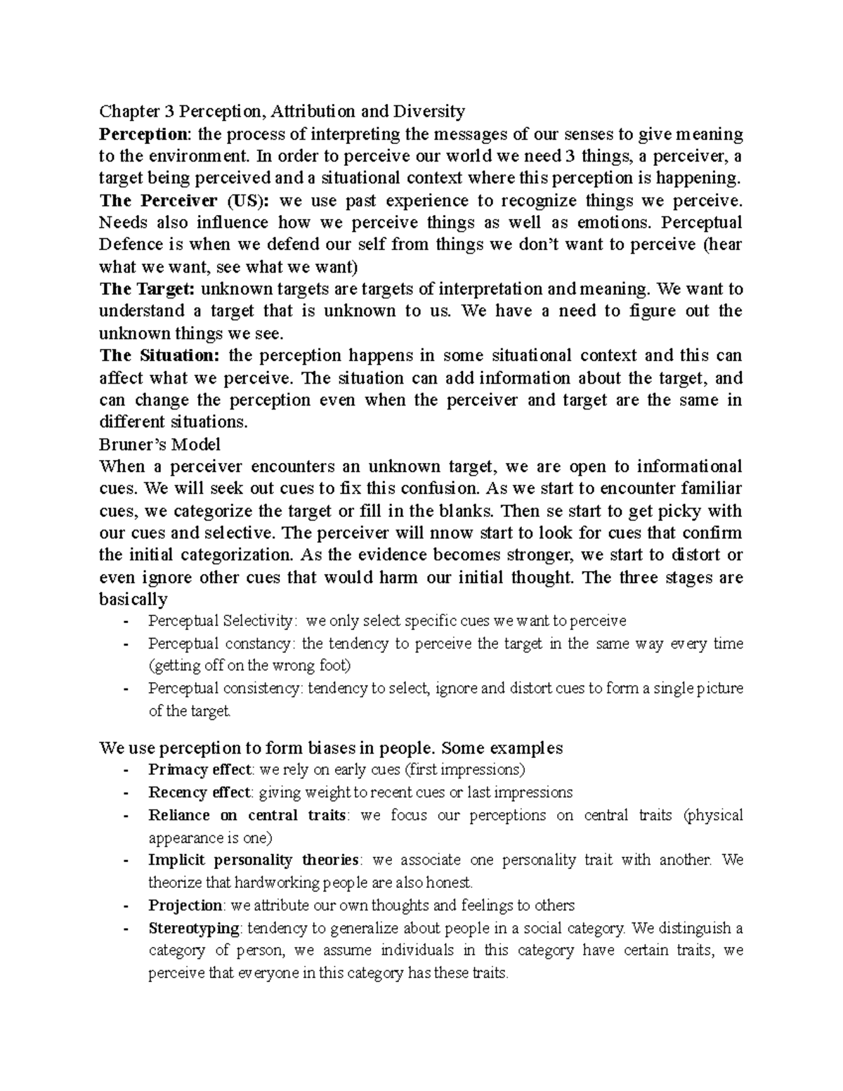 Chapter 3-4 - Chapter 3 Perception, Attribution and Diversity ...