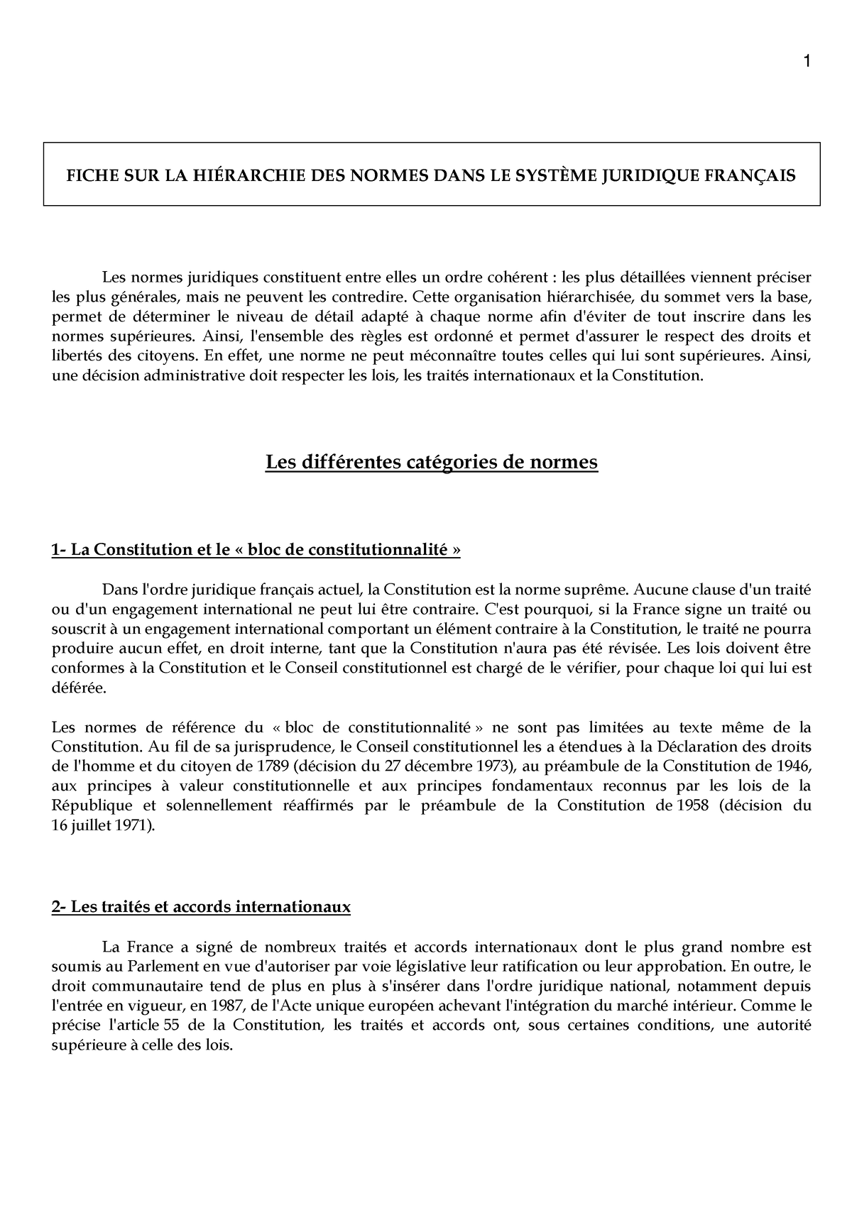 dissertation juridique la hierarchie des normes