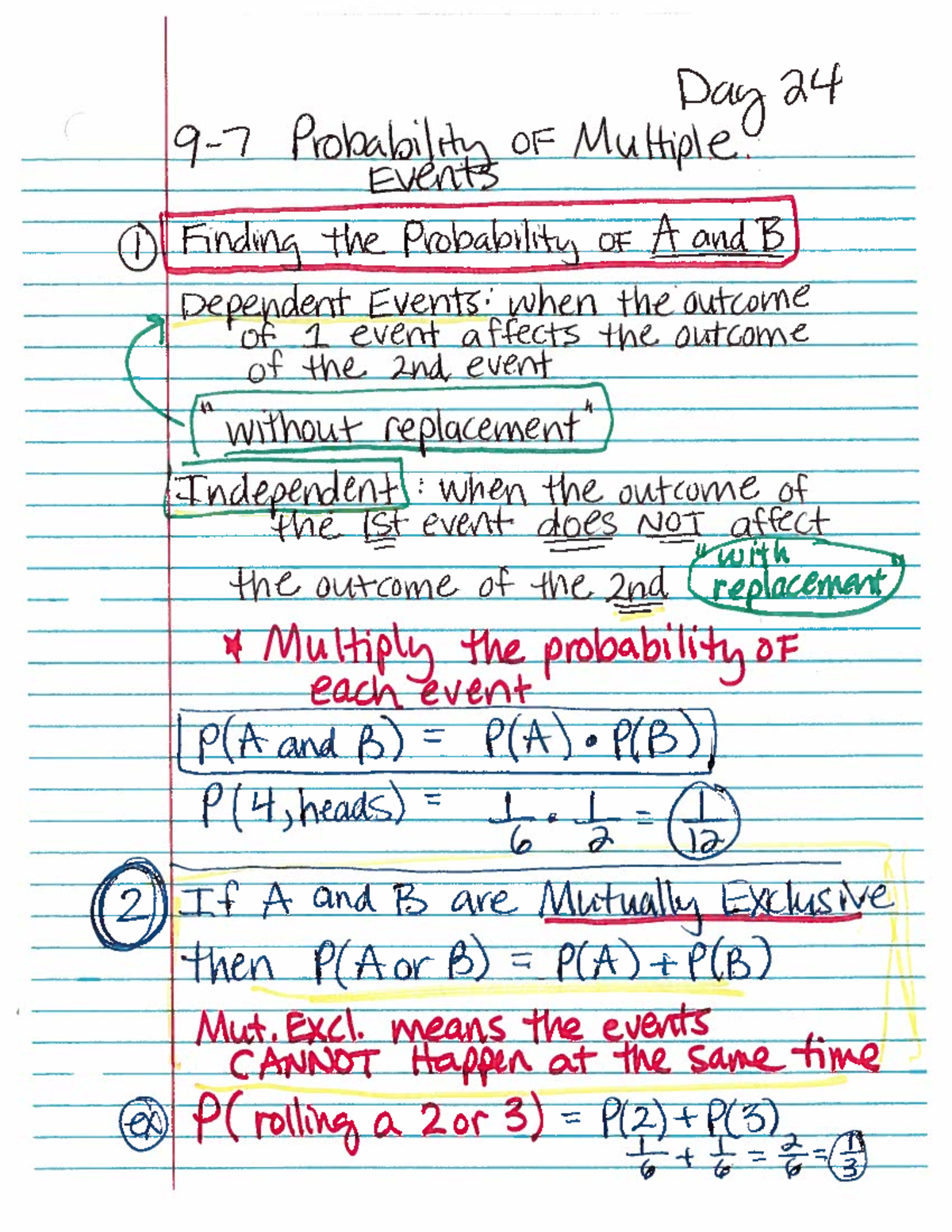 Day 24 - 9.7 notes probability of multiple events 2018 - Agri 1419 ...