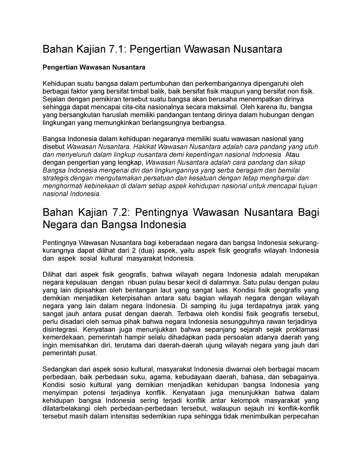 Wawasan Nusantara - Bahan Kajian 7: Pengertian Wawasan Nusantara ...