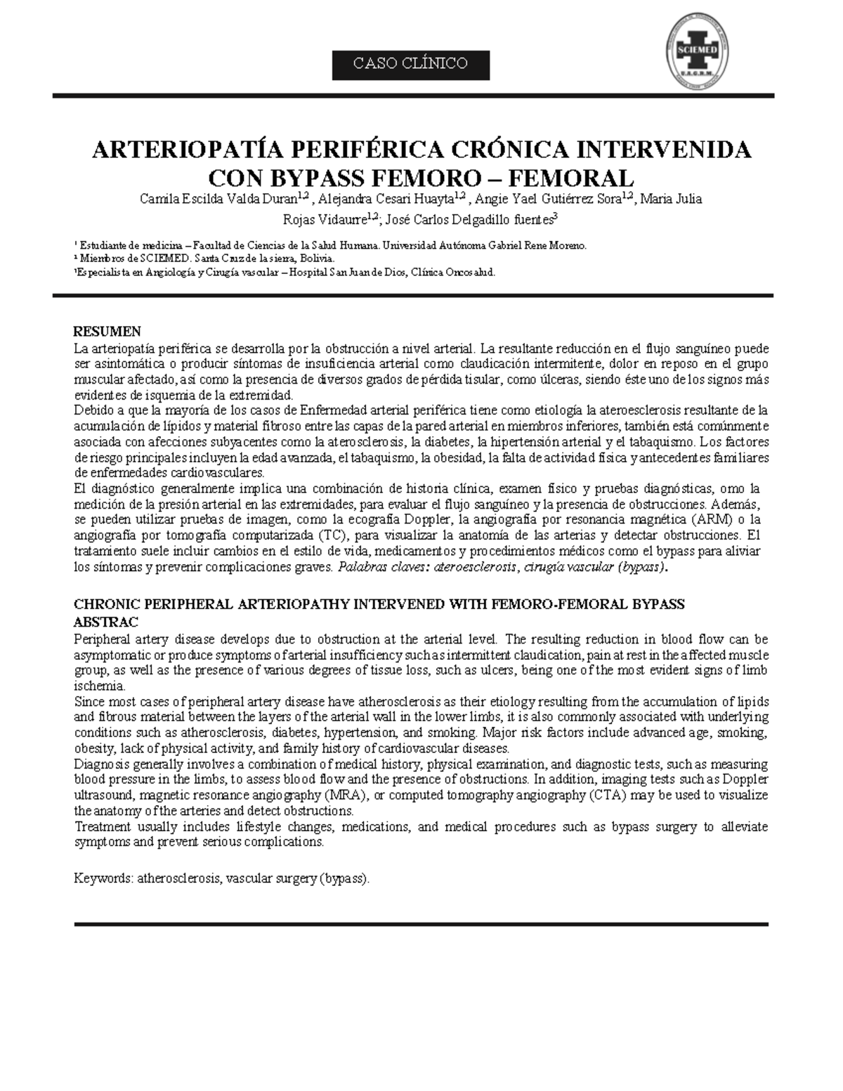 Arteriopatía Periférica crónica Intervenida con Bypass - ARTERIOPATÍA ...