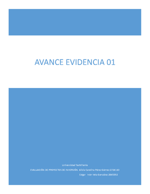 Evidencia 1 Evaluacion de Proyectos - Alumno: Evidencia 1: “Avance de ...