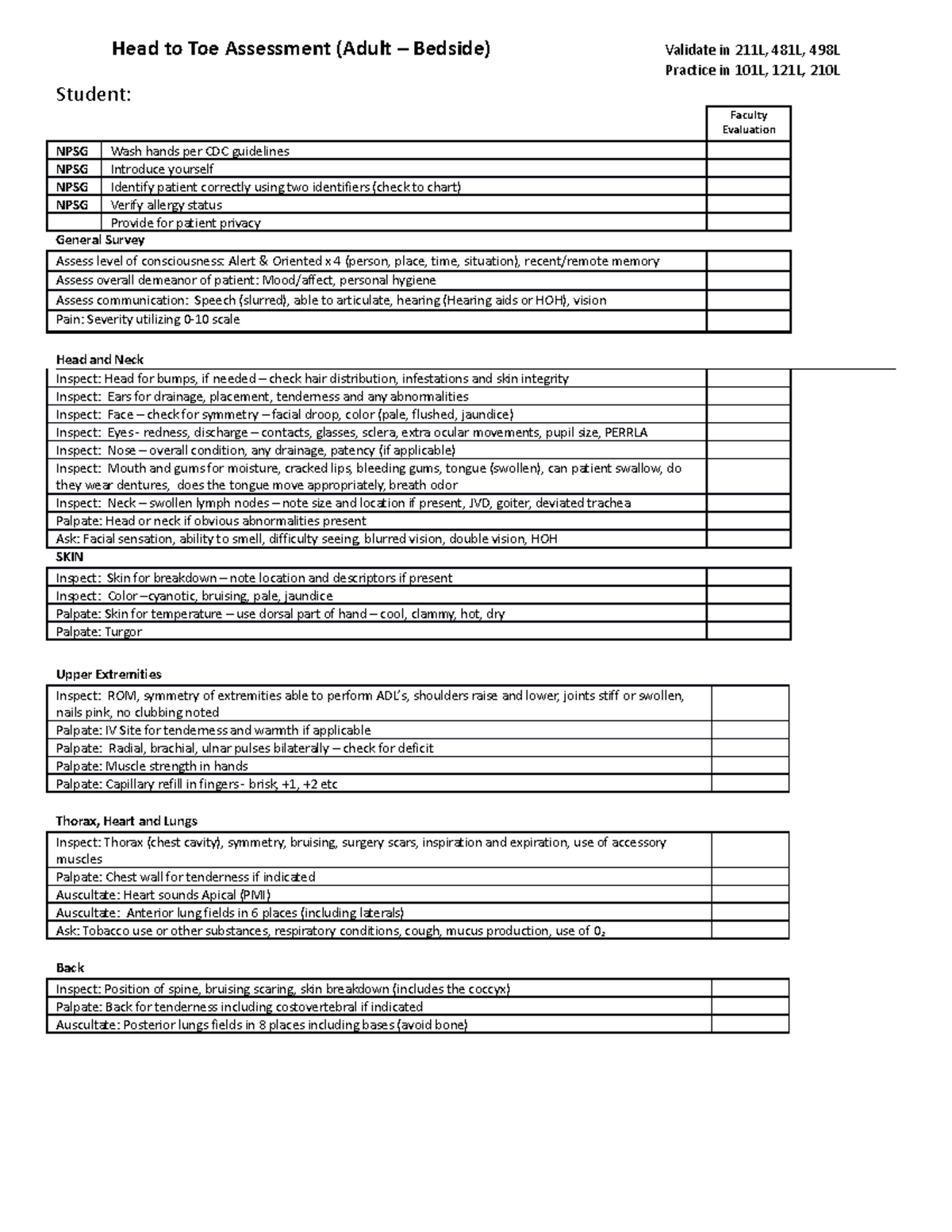 NURS Head2Toe Assessment-1 - Head to Toe Assessment (Adult – Bedside ...