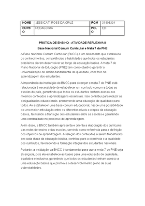 a importância da instituição da base nacional comum curricular BNCC ...
