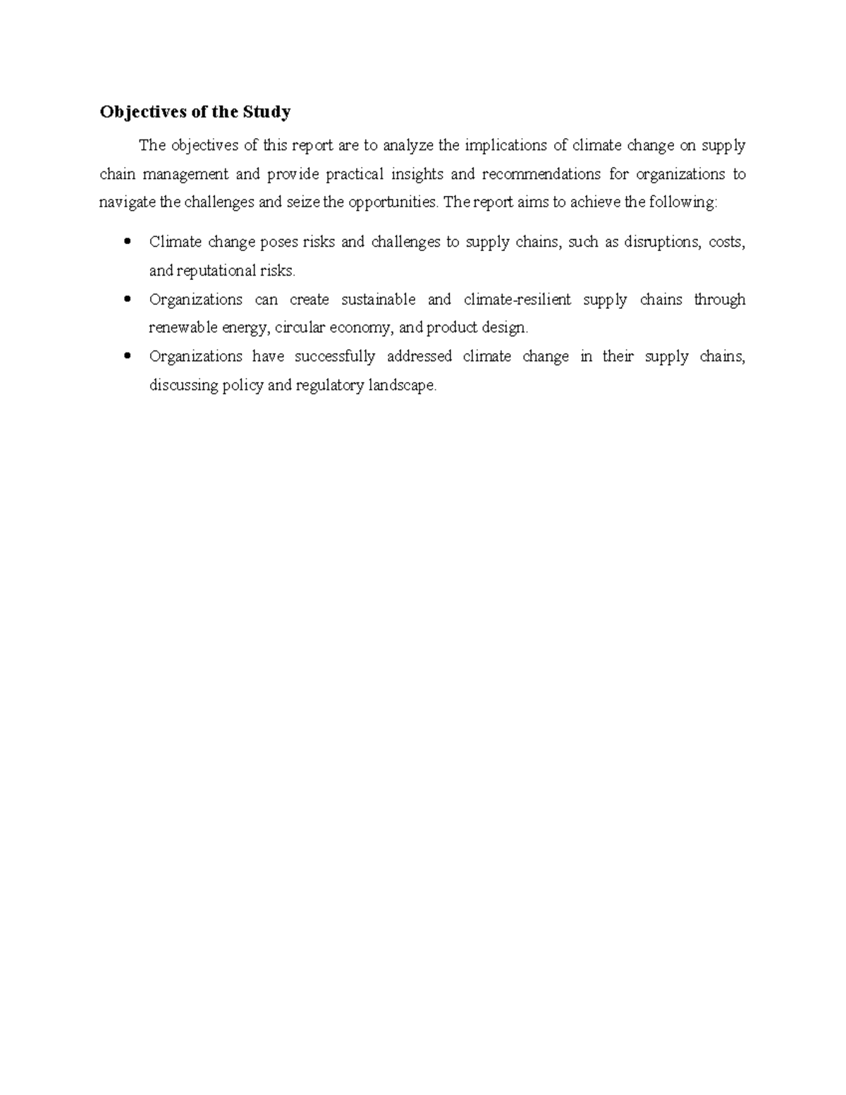 Objectives of the Study - The report aims to achieve the following ...