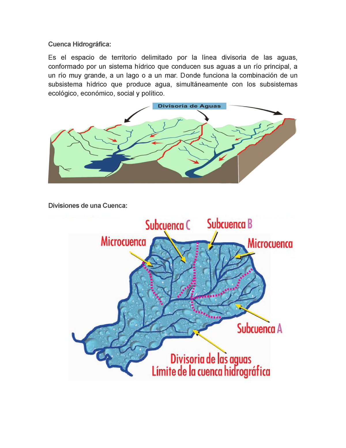 Cuenca Hidrográfica Cuenca Hidrográfica Es El Espacio De Territorio Delimitado Por La Línea 7274