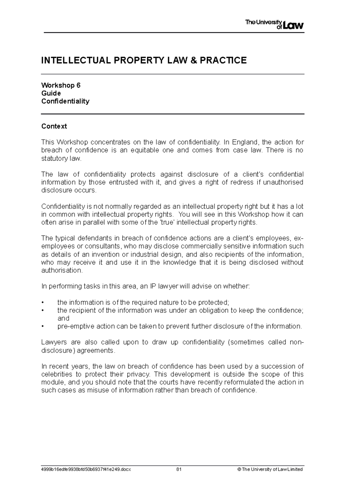 1920 ip ws06 ce01 guide - INTELLECTUAL PROPERTY LAW & PRACTICE Workshop ...