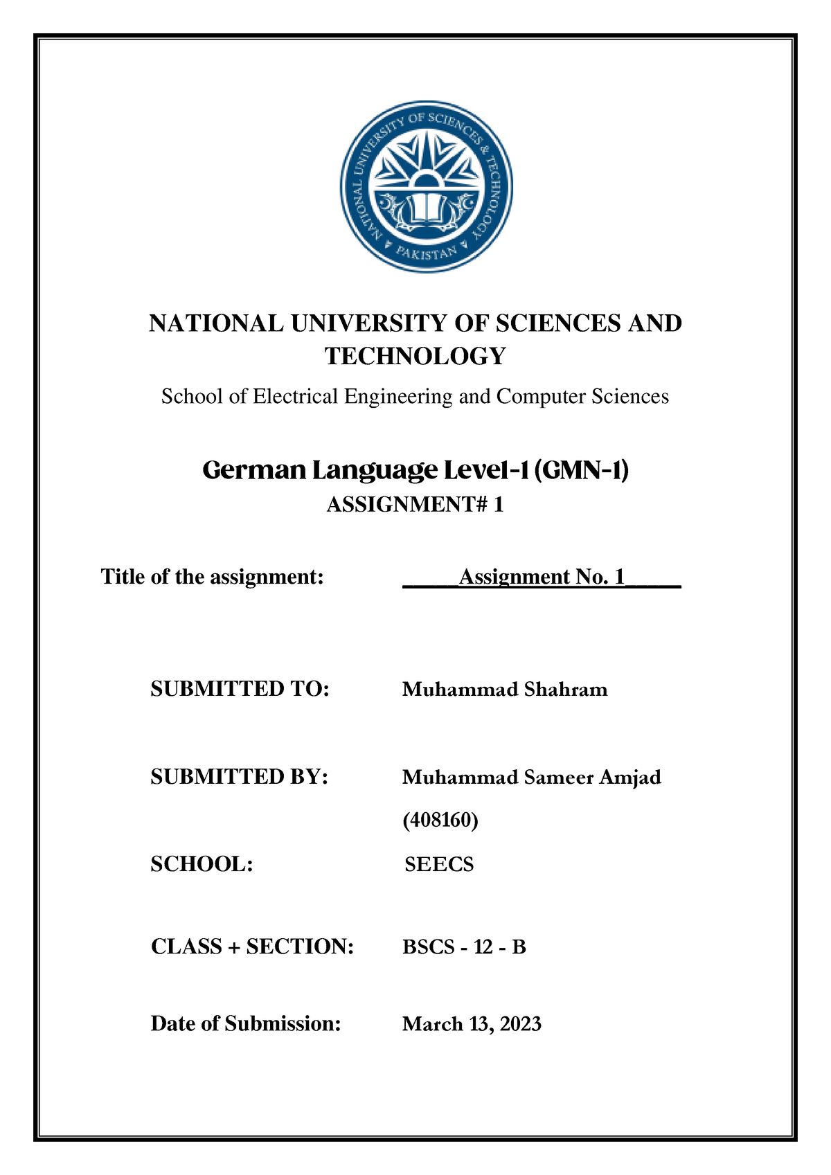 university assignment in german