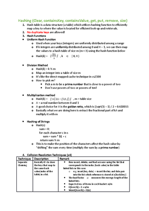 CS2040 Notes AY22 23S2 - Summary for entire sem (mainly second half ...