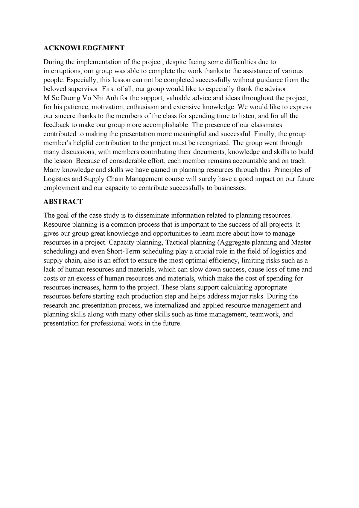 Acknowledgement and abstract - ACKNOWLEDGEMENT During the ...