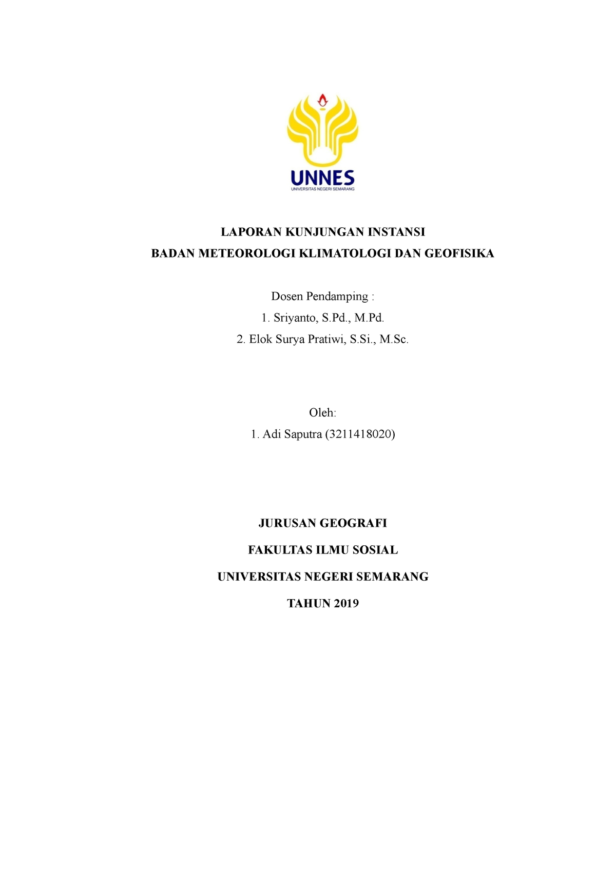 Format Laporan BMKG - LAPORAN KUNJUNGAN INSTANSI BADAN METEOROLOGI ...