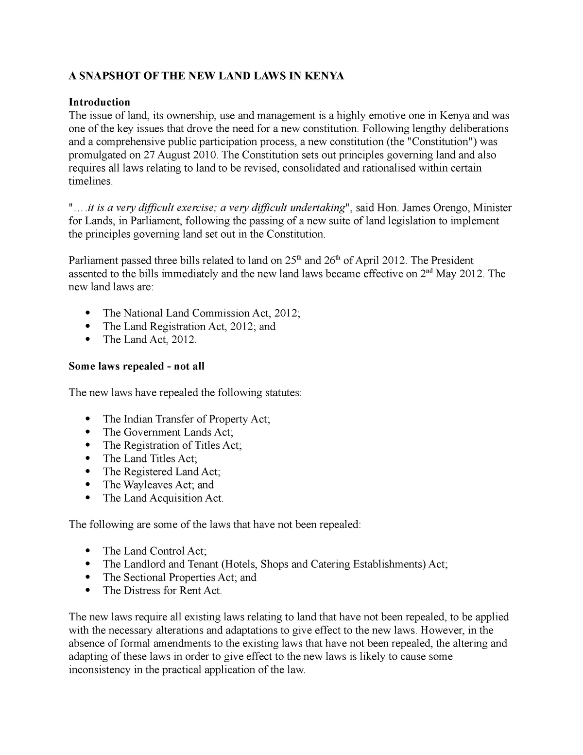 A Snapshot OF NEW LAND LAWS IN Kenya A SNAPSHOT OF THE NEW LAND LAWS   Thumb 1200 1553 