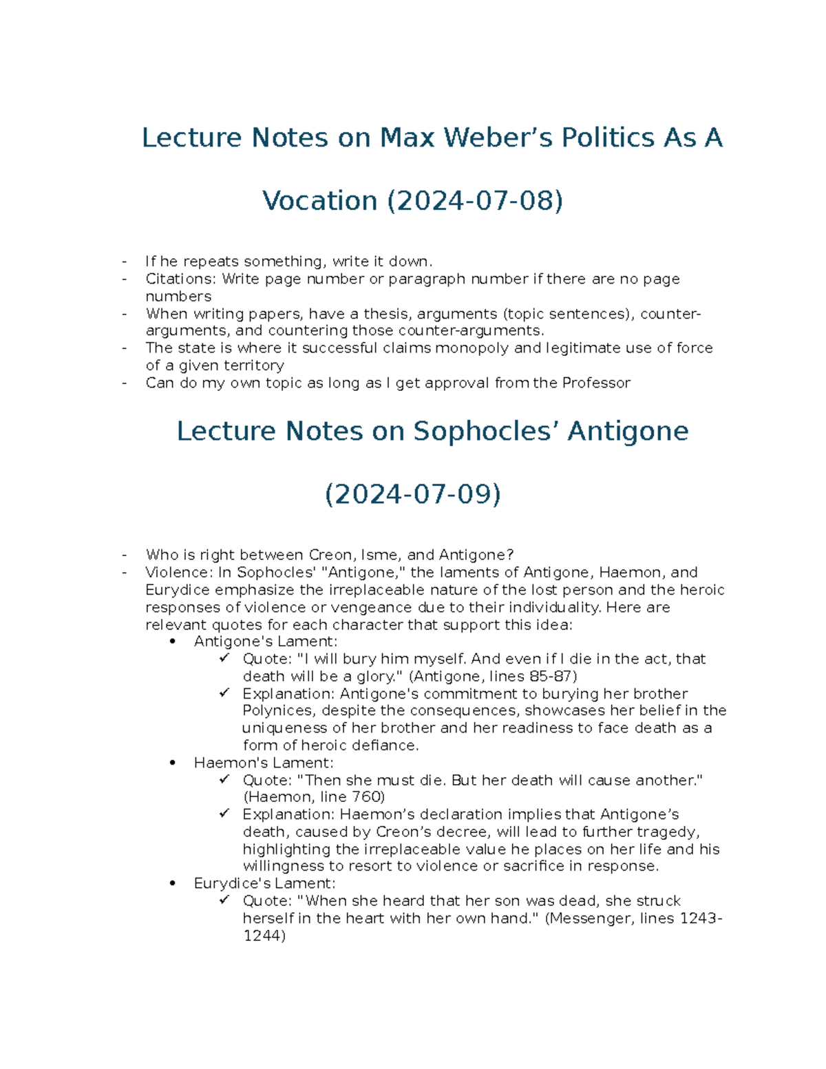 Lecture Notes - Citations: Write page number or paragraph number if ...