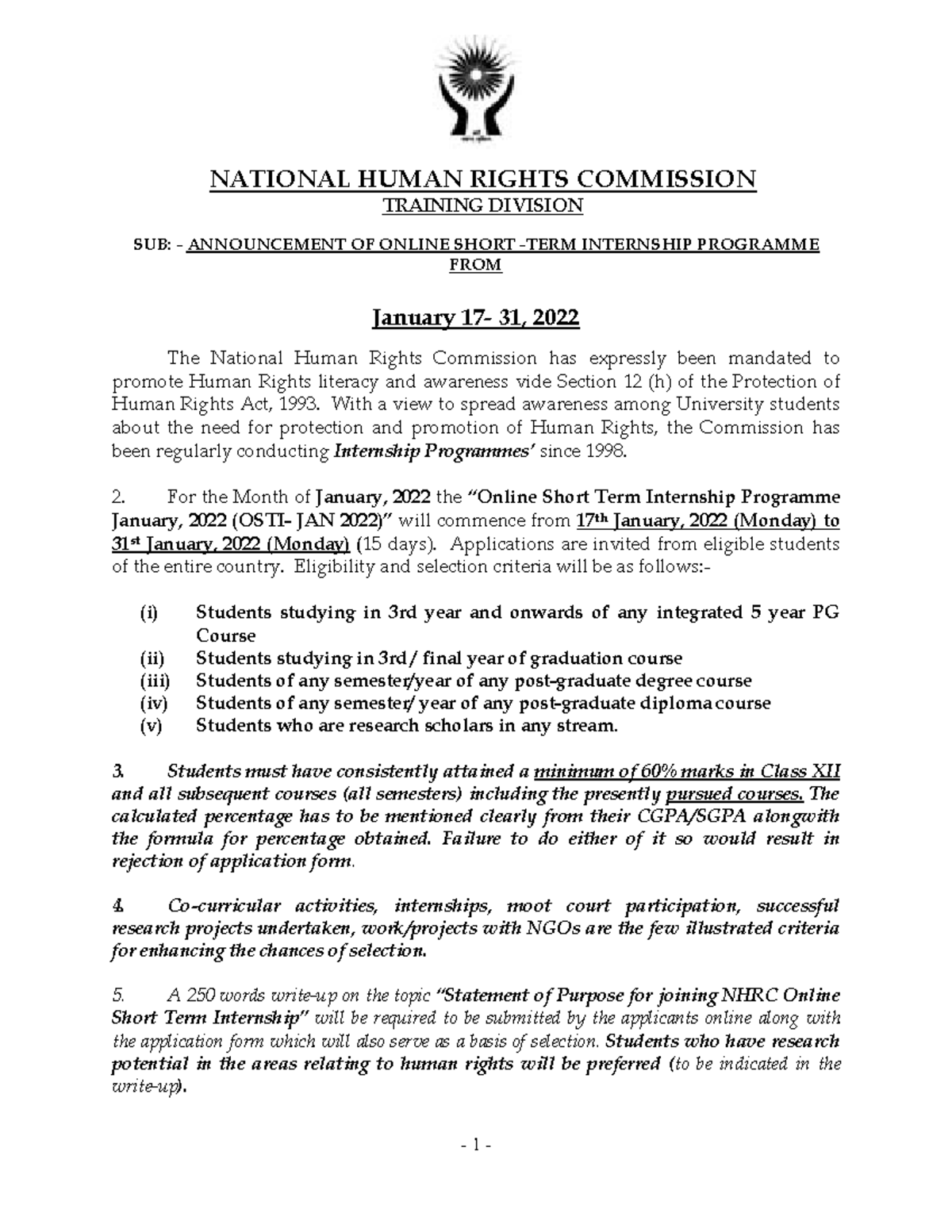 internshipjanuary-2022-national-human-rights-commission-training