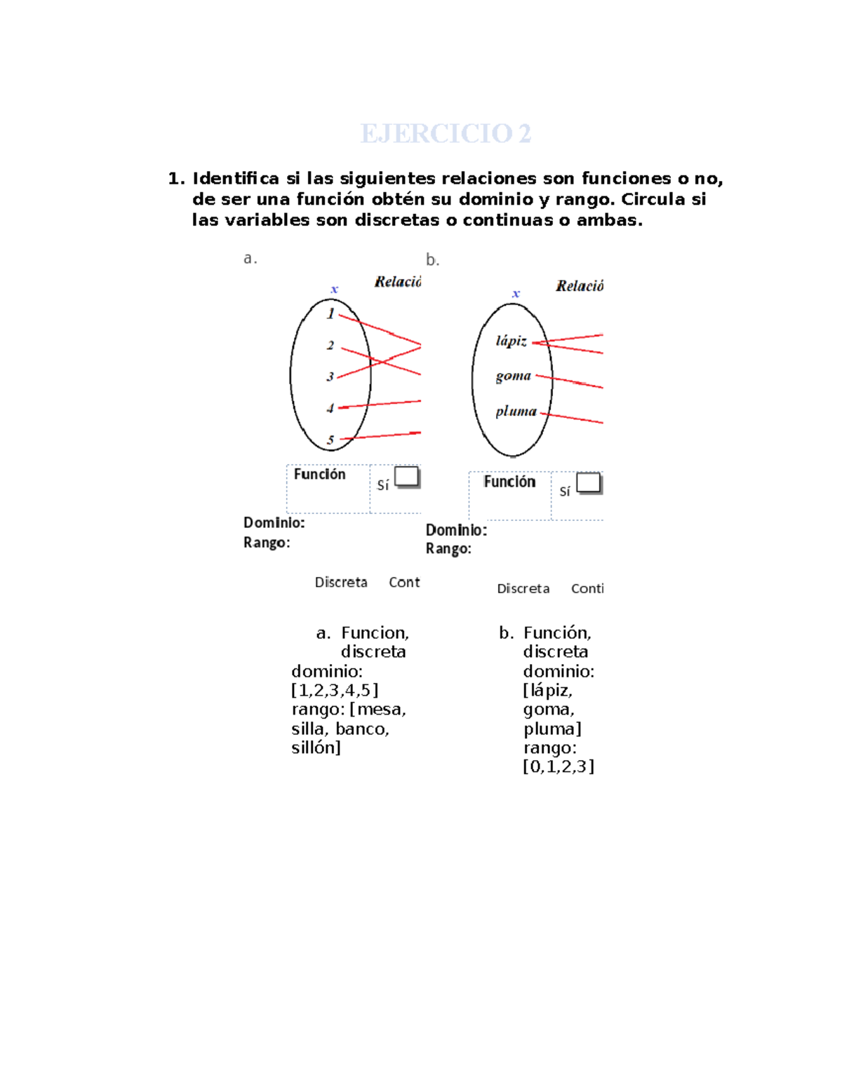 Ejercicio 2 - EJERCICIO 2 Identifica Si Las Siguientes Relaciones Son ...