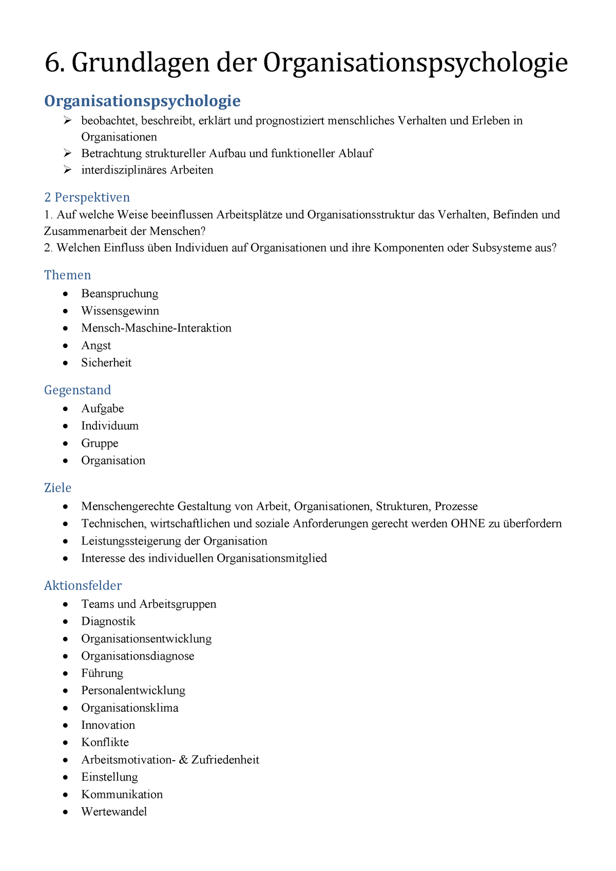 Grundlagen Organisationspsychologie - 6. Grundlagen Der ...