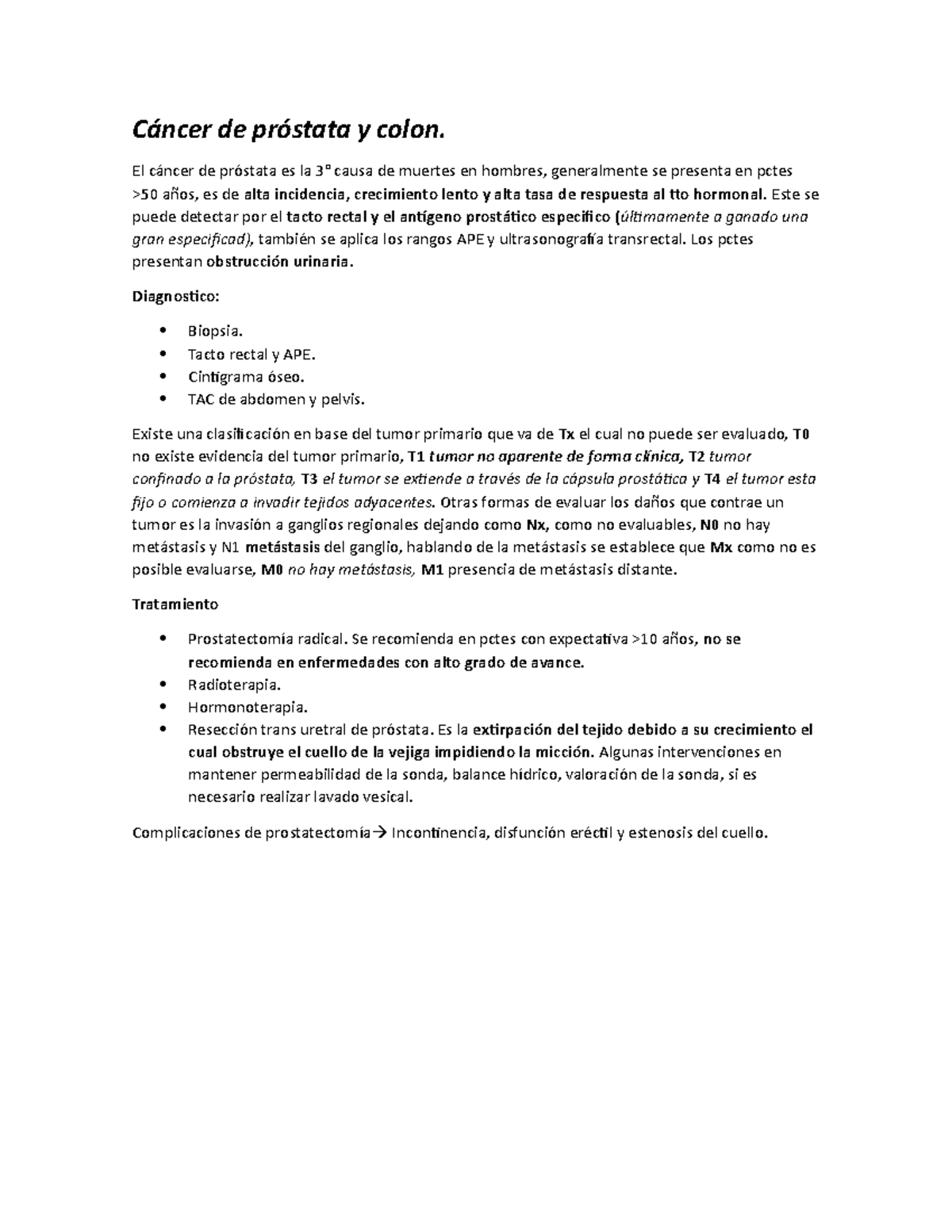 extirpación del cáncer de próstata versus radiación