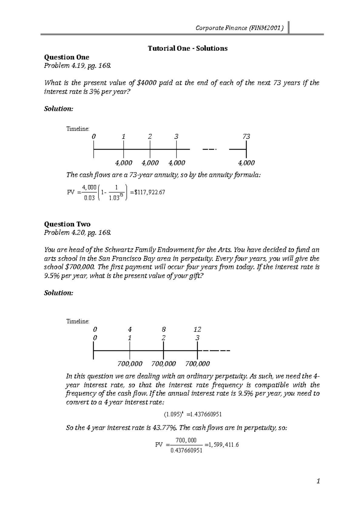 Tutorials questions and answers - Tutorial One - Solutions Question One ...