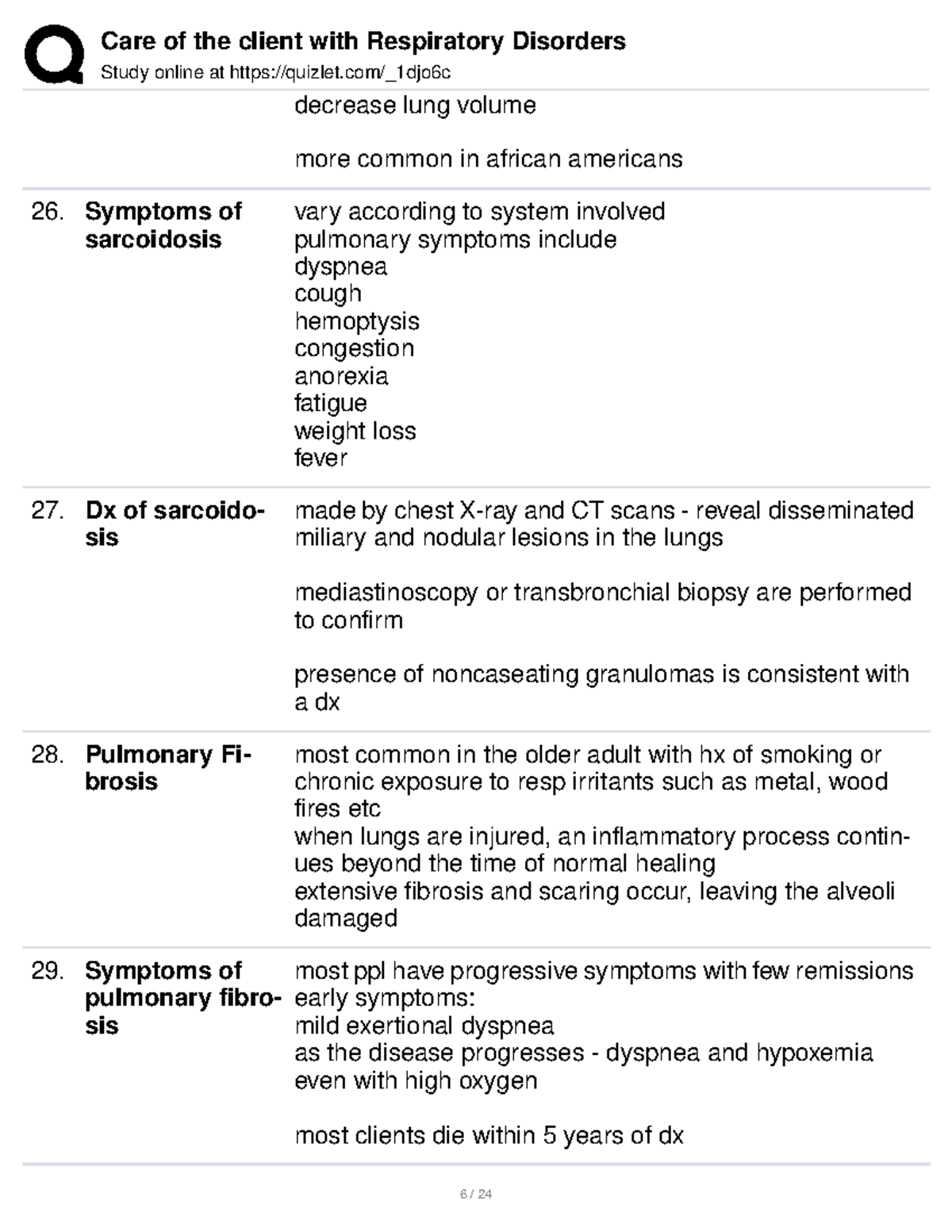 Care of the client with Respiratory Disorders 6 10 - Study online at ...