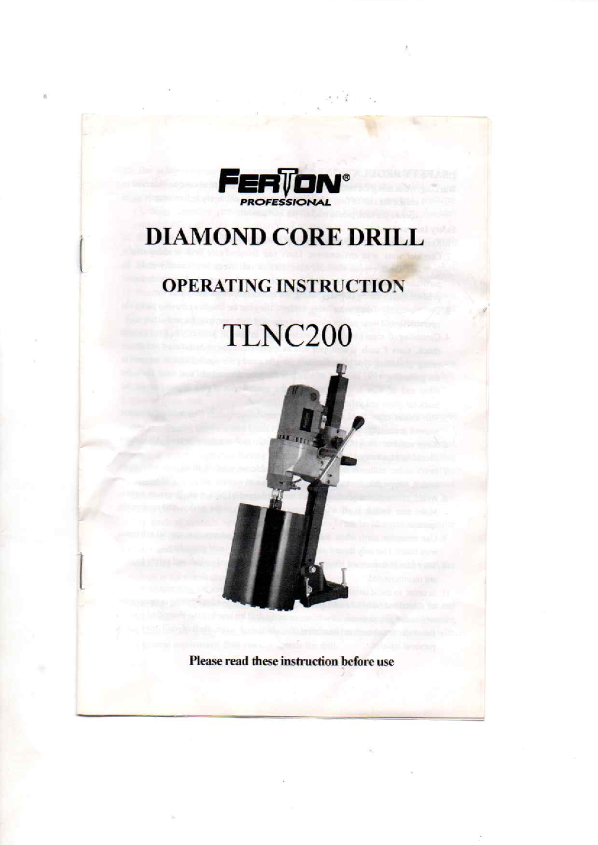 2. Manual DE USO DE Diamantina - FERTON R PROFESSIONAL DIAMOND CORE ...