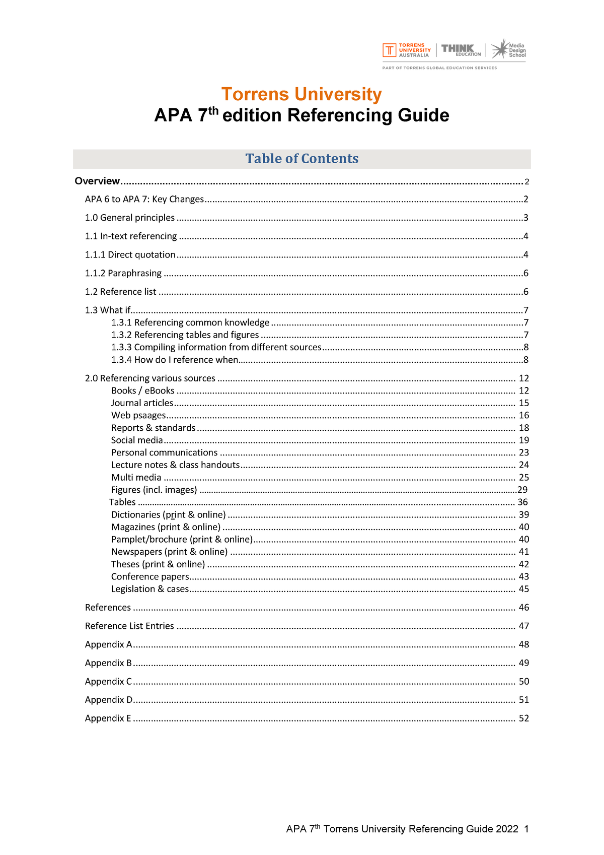 APA 7 Referencing Guide Updated 2022 March V2 - Torrens University APA ...