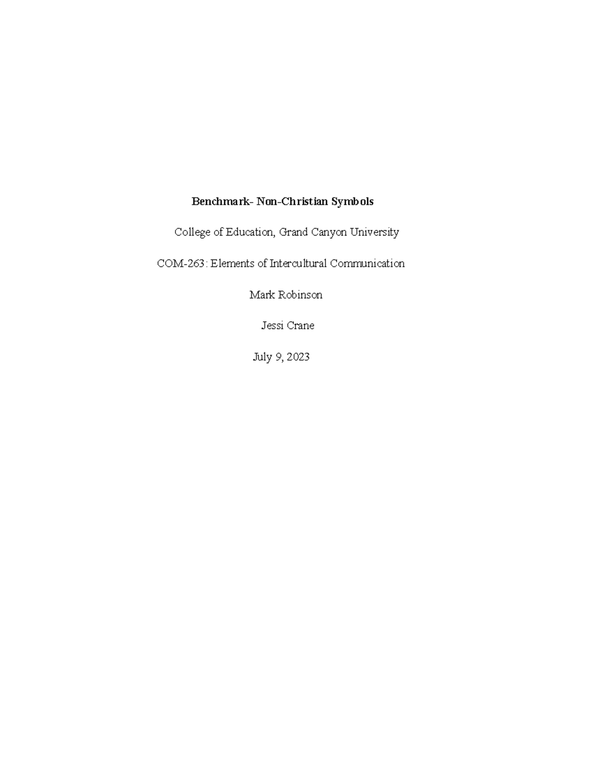 Final benchmark COM - Coursework for com263 - COM-263 - GCU - Studocu