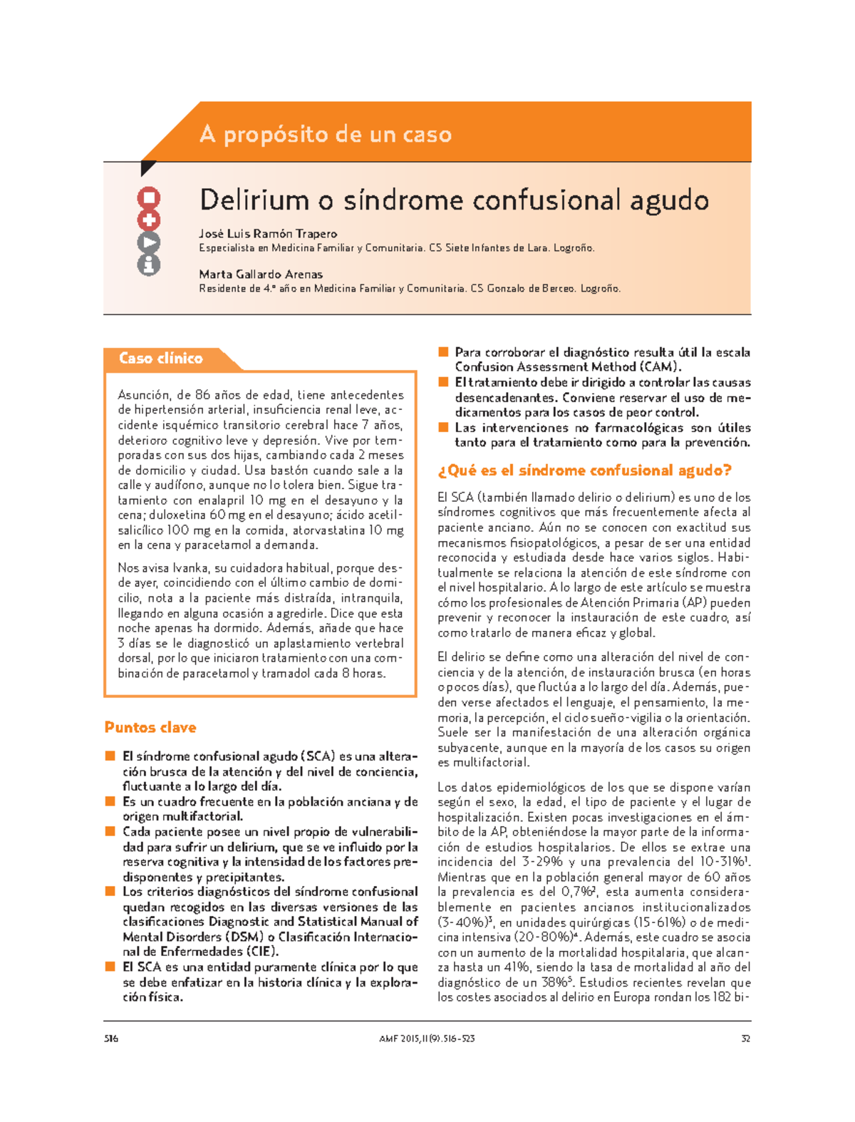 Puntos clave Delirium o sindrome confusi - Puntos clave El síndrome ...