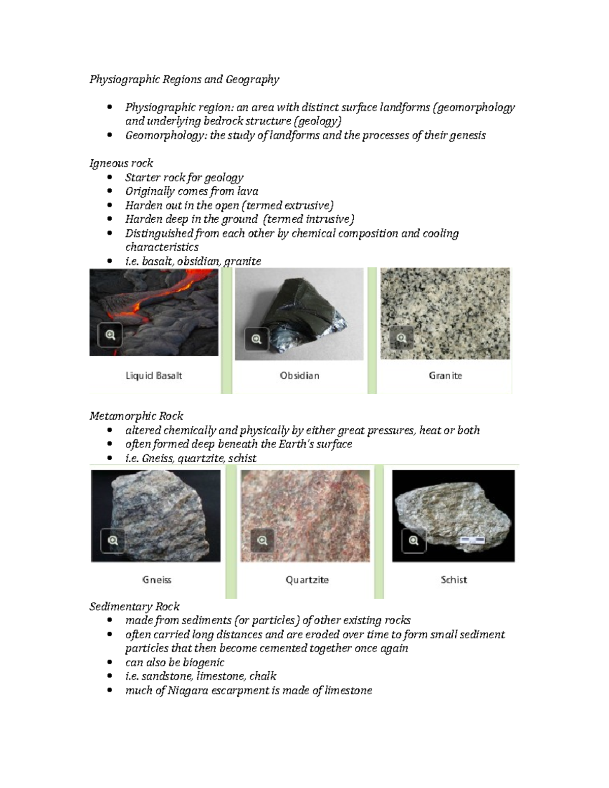 Physiographic Regions and Geography - basalt, obsidian, granite ...