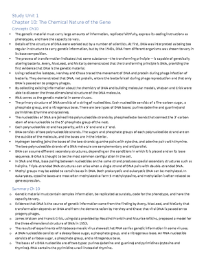 Chapter 14 Textbook Notes - Chapter 1. section I.. Genes Have ...