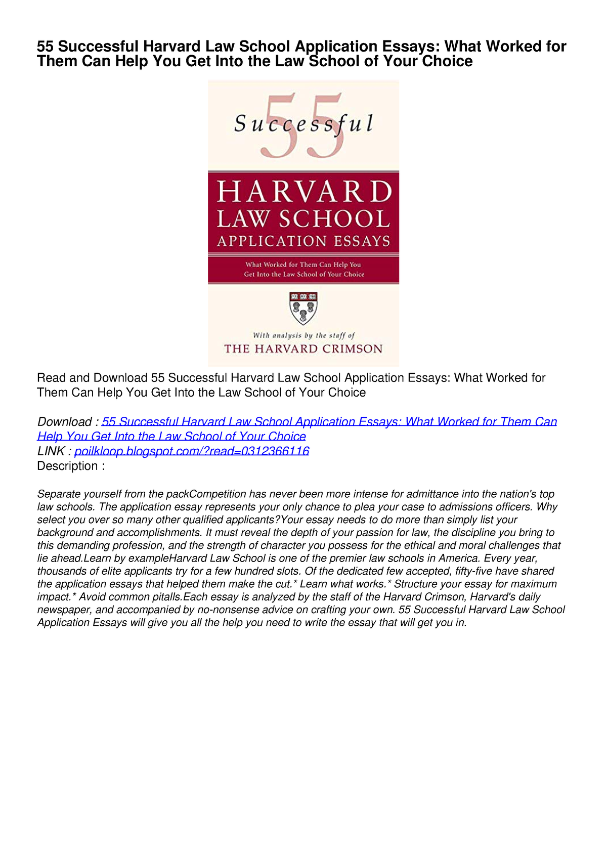 55 successful harvard law school application essays pdf