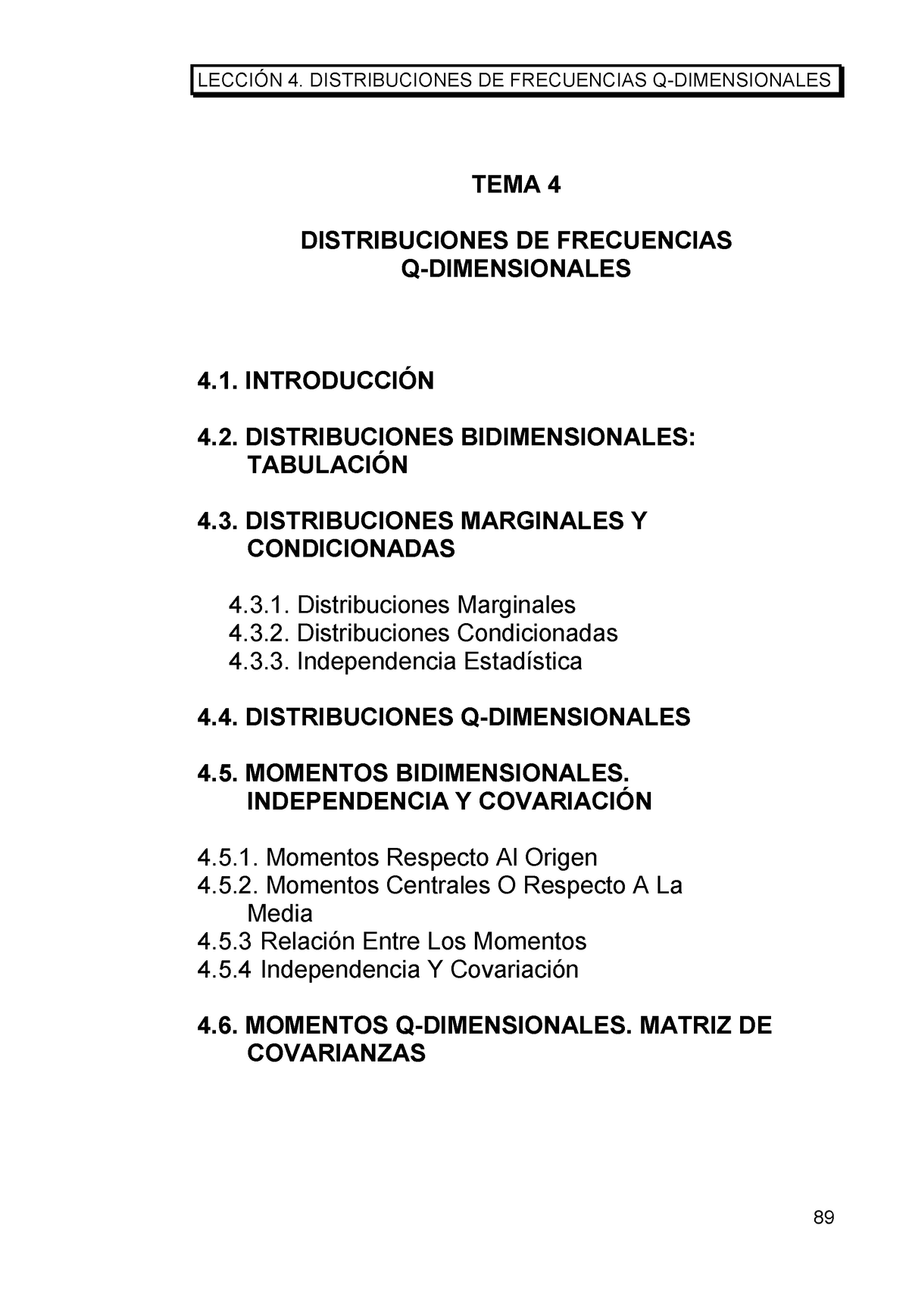 Apuntes Tema 4 Parte 1 Estadistica LecciÓn 4 Distribuciones De Frecuencias Q Dimensionales 3392