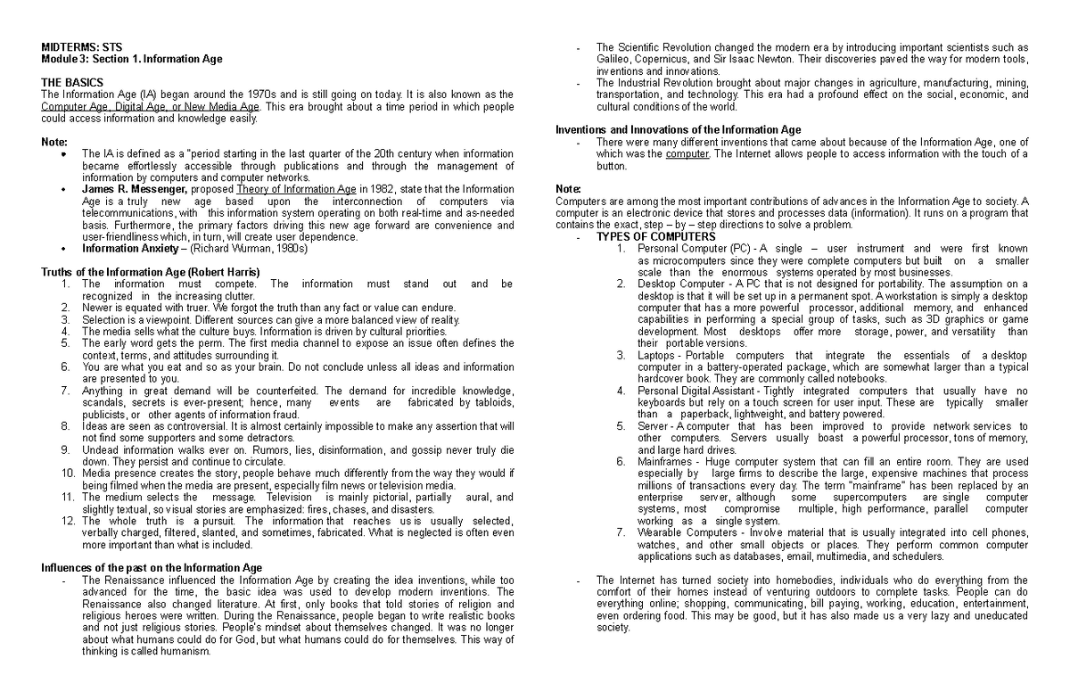 FinalsSTS Module 13 MIDTERMS STS Module 3 Section 1