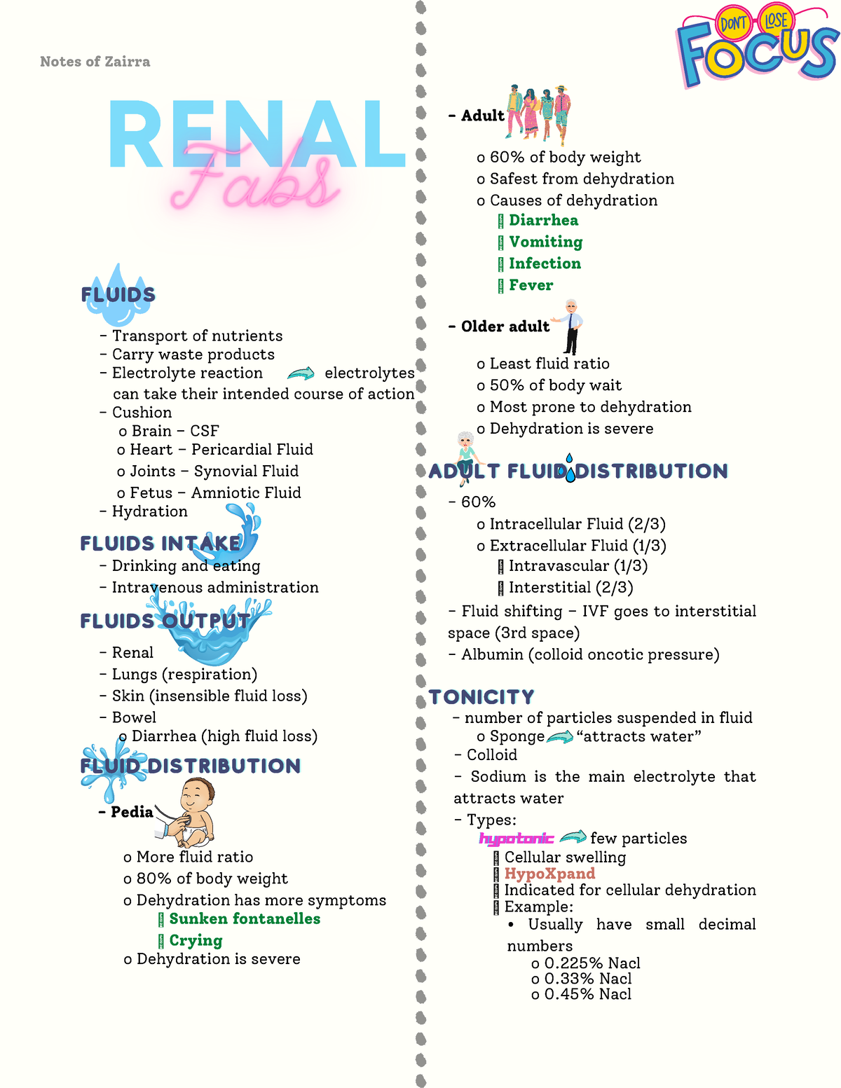 4 Toprank 4 - Renal FABS - Nursing notes - Colloid Sodium is the main ...