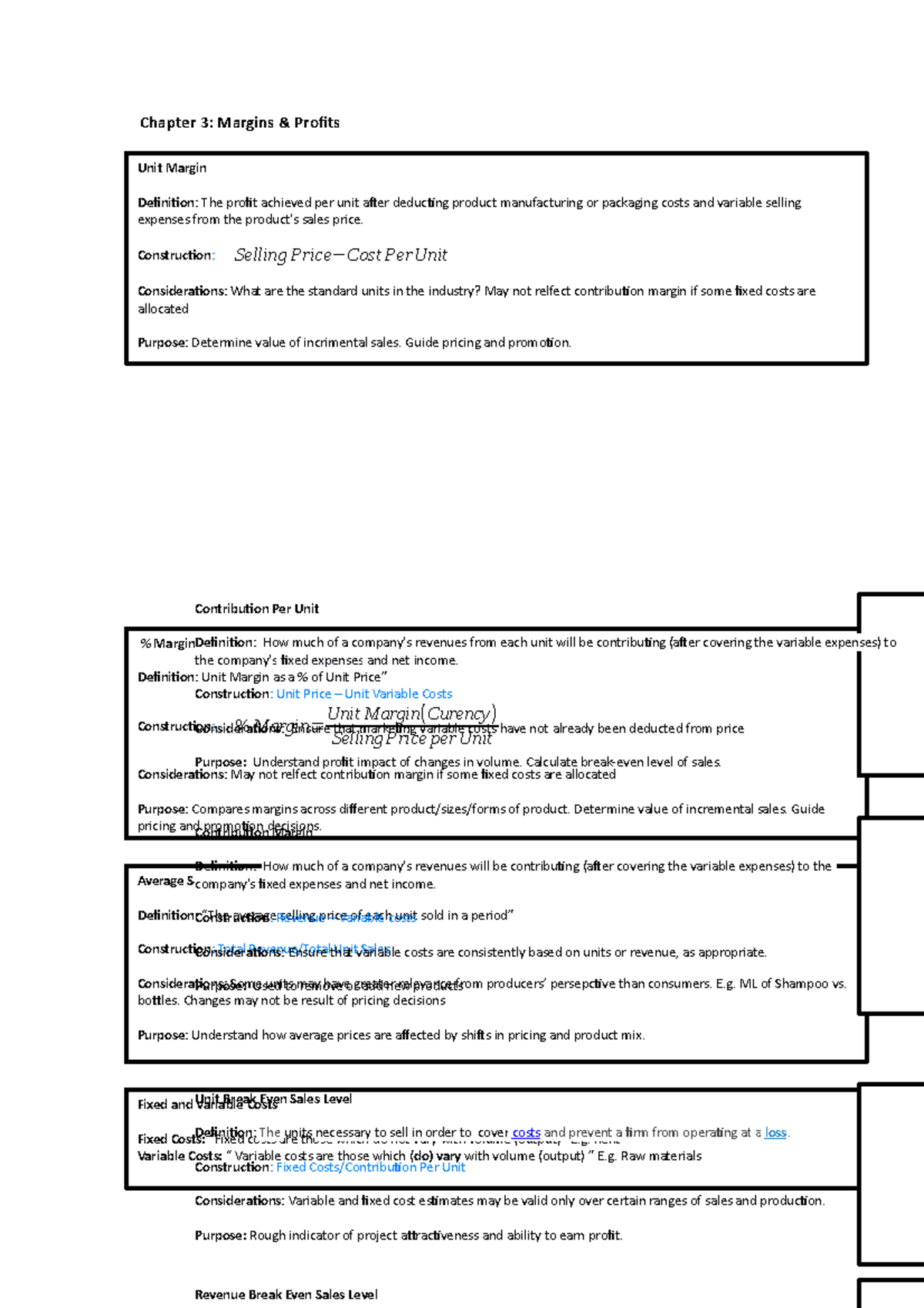 Chapter 3 - Margins & Profits - Construction: Selling Per Unit ...