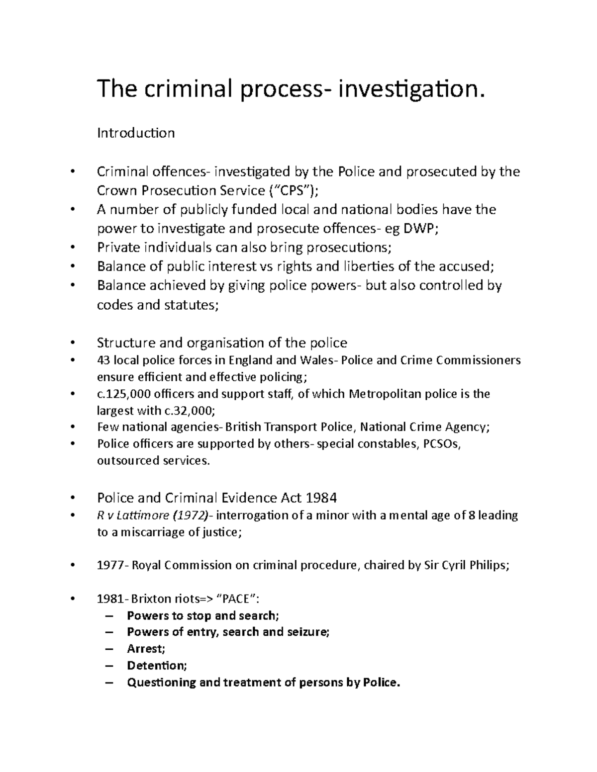 criminal investigation process essay plan