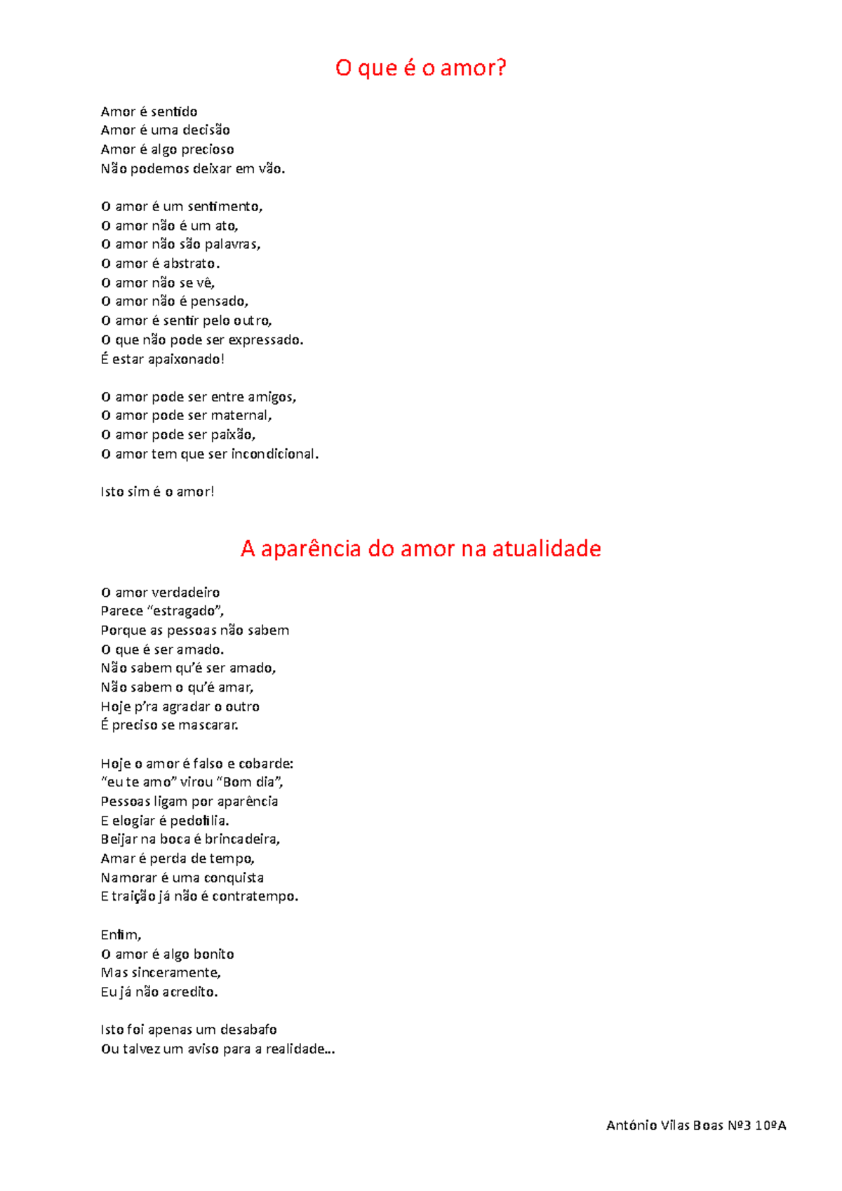 Amor poema de portugues - O que é o amor? Amor é sentido Amor é uma ...