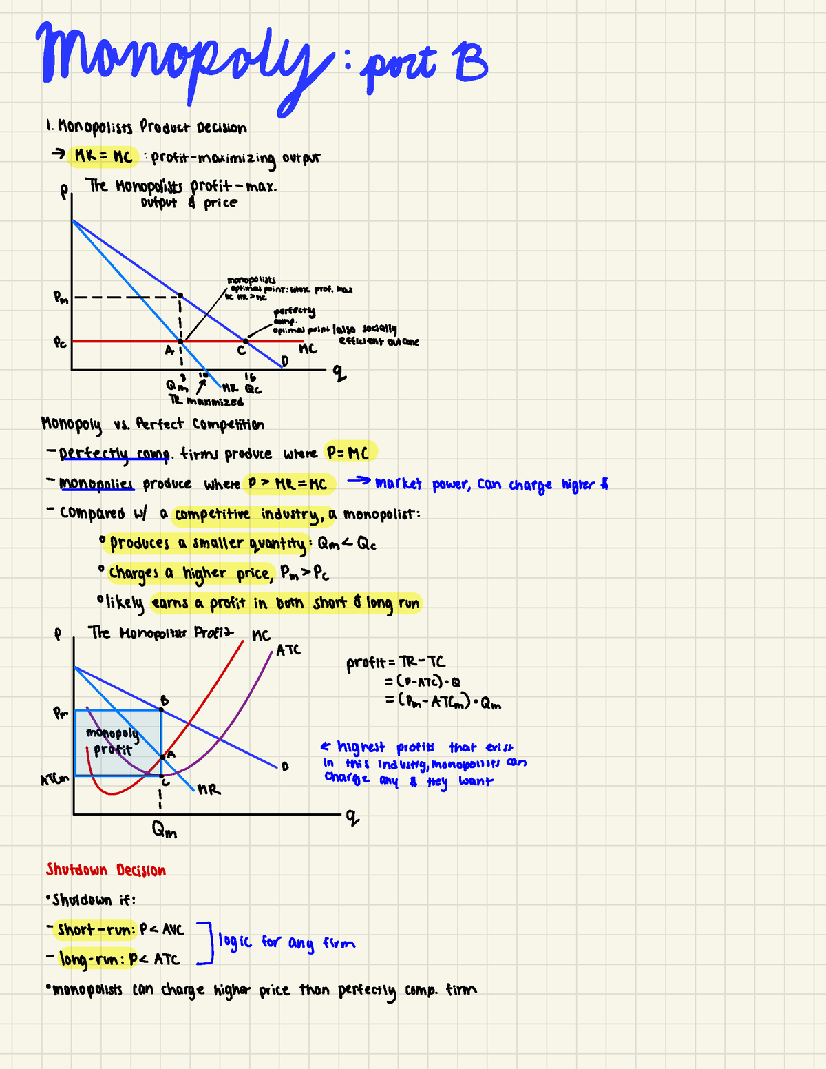 Monopoly Part B Notes - Manopoly: Post B Monopolists ProductDecision ...